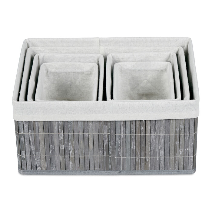 Relaxdays Bamboo Storage Baskets - Set of 6