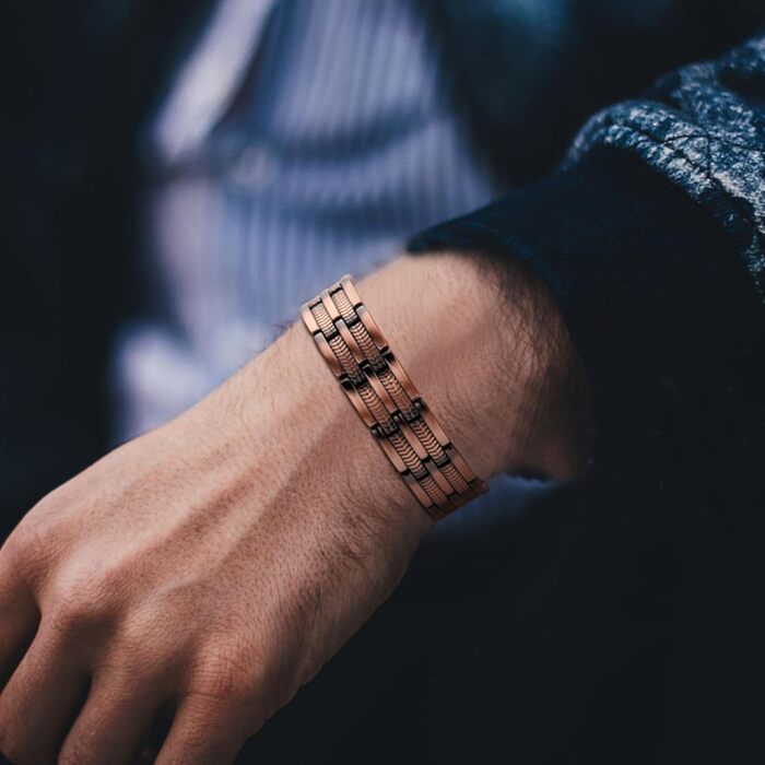 Браслет BioMag з міді для чоловіків: зняття болю при артриті, терапевтичний ефект, регульований розмір, подарункова коробка