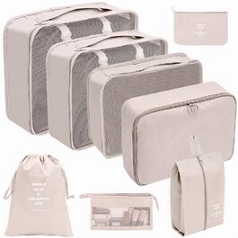 Органайзер для валізи - набір 8 штук: packing cubes для подорожей, система організації валізи, бежевий колір