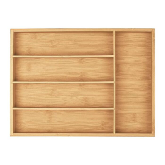Relaxdays Bamboo Cutlery Box with 5 Compartments