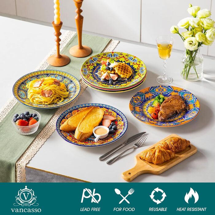 Набір посуду з порцеляни Vancasso (18 предметів) для 6 осіб: тарілки, десертні тарілки, миски, серія KRVI