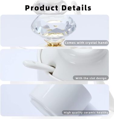 4-piece porcelain sugar and milk jugs with tray and crystal lid (gold-colored)