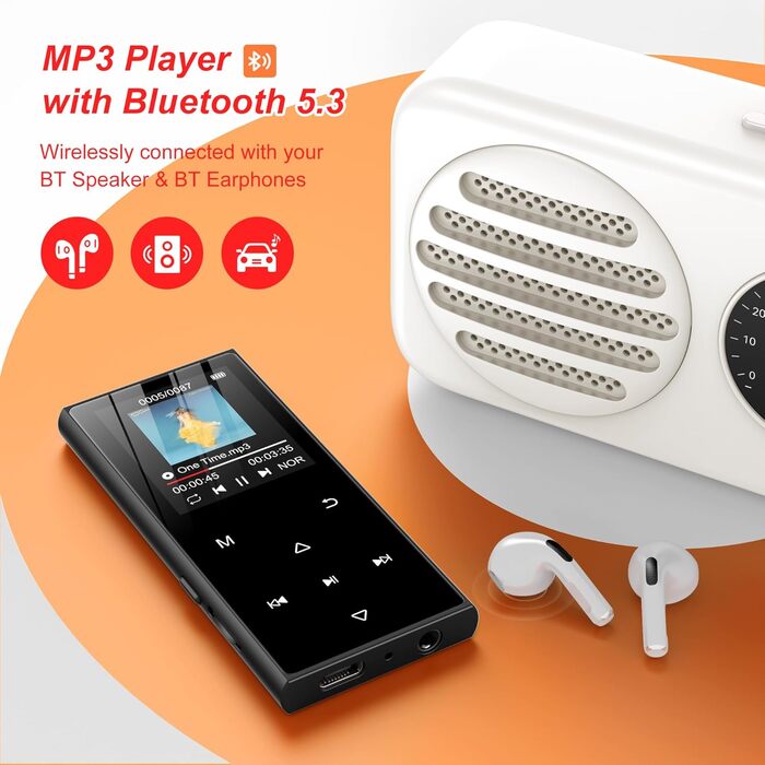 MP3-плеєр SWOFY 128GB з Bluetooth 5.3, 1.8