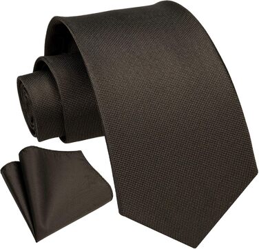 Краватка та нагрудна хустинка Enlision: класичний комплект для весілля та ділових зустрічей (темно-коричневий)