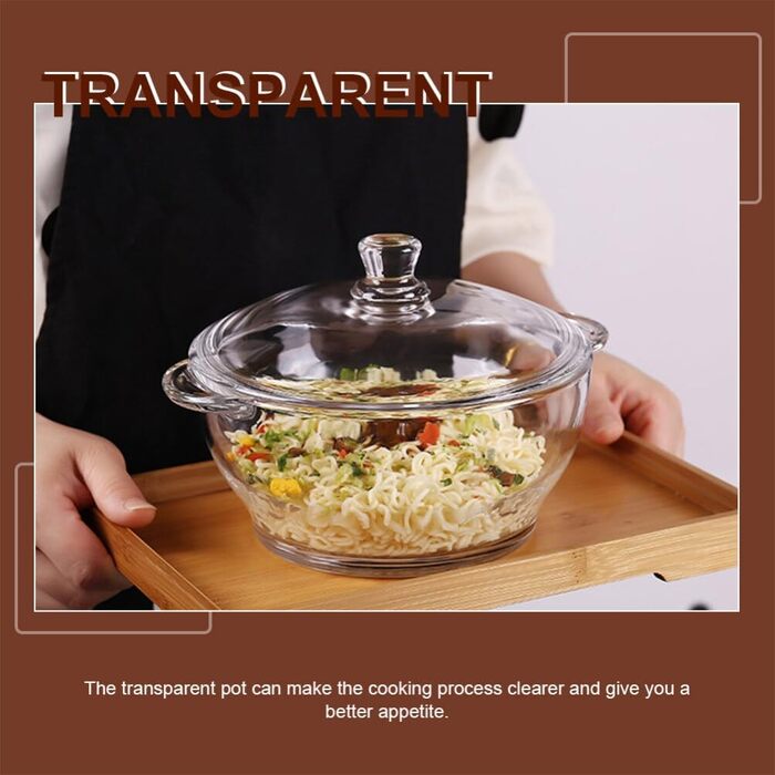 Cabilock Glass Pot Soup Pot Glass Pot Induction Pot Glass Pan Heat-Resistant Glass Pot Borosilicate Glass Pot Braising Pot Noodle Bowl For Transparent M Yogurt Casserole