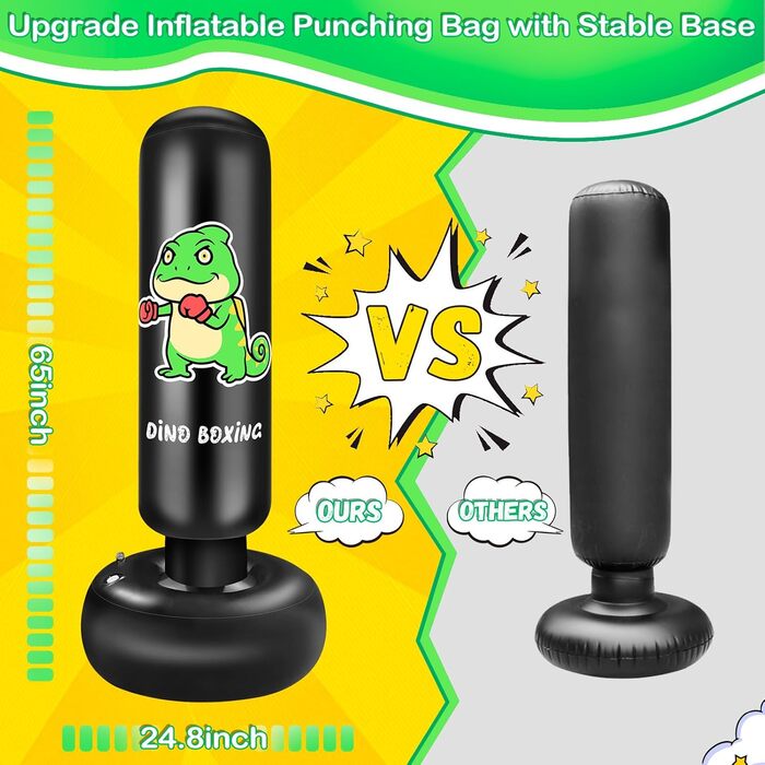 Надувний боксерський мішок для дітей Boxsack Kinder, 165 см, з рукавичками, для карате, тхеквондо, MMA (динозавр)
