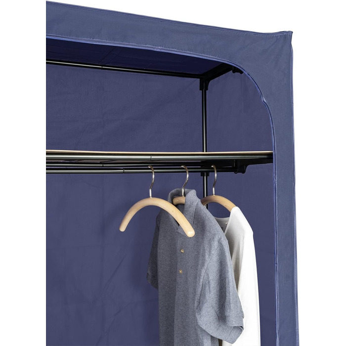 WENKO Business Wardrobe with Shelf and Clothes Rail, Fabric Wardrobe for Dust-Free Storage of Textiles, Metal Frame and Fabric in Durable Polyester Quality, 75 x 160 x 50 cm