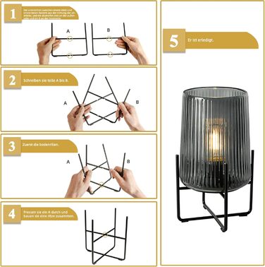 Бездротова настільна лампа з таймером, вінтажний дизайн, акумуляторна LED лампа для дому та вулиці, сірий колір, розмір L