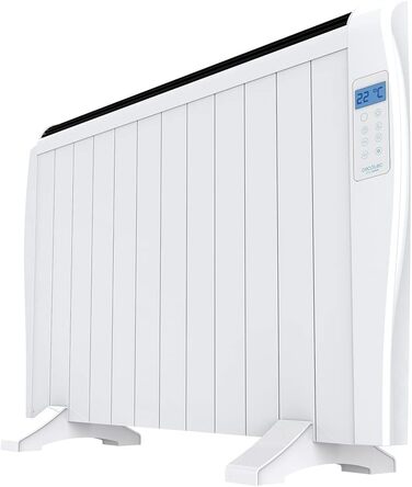 Cecotec ReadyWarm 2500 Thermal Flat Radiator with Remote Control. 1800 W, 12 Aluminum Elements, LCD Screen, 3 Heating Modes, Timer, Slim Design, Overheat Protection Overprotect System. 12 Elements White