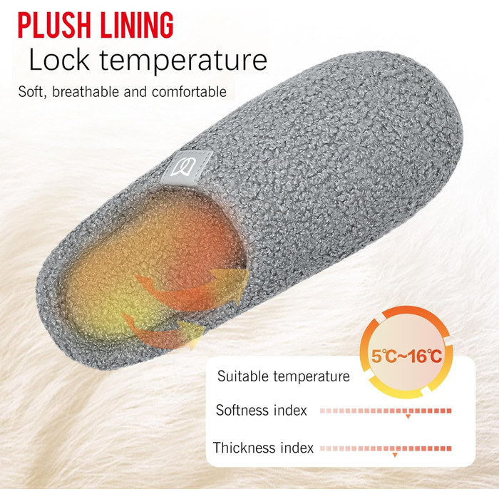 Жіночі халапи WateLves з меморі-піною, теплі, з штучного хутра, неслизькі, для дому та вулиці, сірі, 38/39 EU