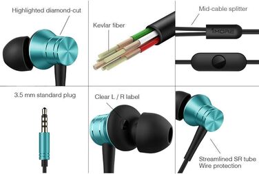Навушники 1MORE Piston Fit E1009: Bluetooth, мікрофон, керування, iOS/Android, блакитні