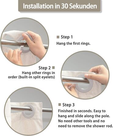 Штора для душу YISURE бежева льоноподібна, 120x200 см, водонепроникна, текстильна, машинне прання