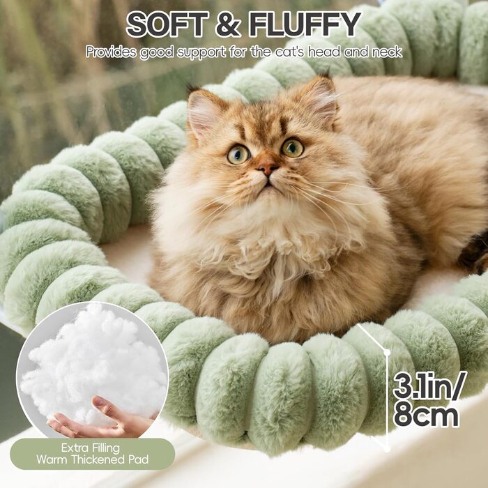 Крісло-лежанка для котів EDAGNY на підвісній конструкції, м'яка, знімний двосторонній чохол, сталевий каркас, до 18 кг (зелений)