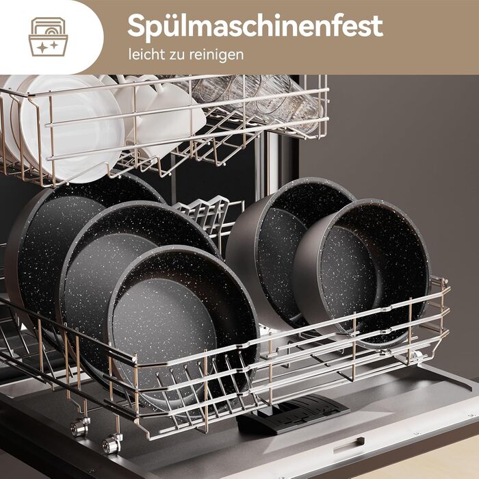 Набір каструль та сковорідок 17 частин з знімним ручками, антипригарне покриття, для всіх типів плит, включаючи індукційні, та духовка, сірий колір