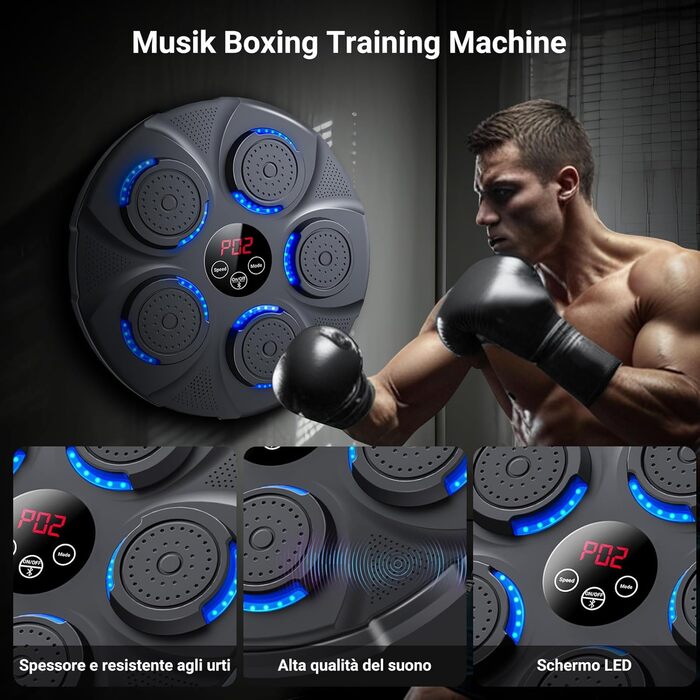 NVKHG Bluetooth Boxing Machine with Music - Portable Electronic Punching Bag for Adults & Kids with Boxing Gloves - Ideal Home, Office, Gym Equipment - XL