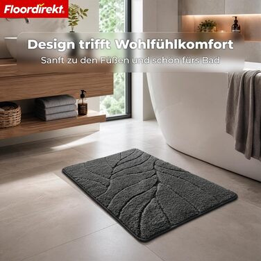 М'який килимок для ванної кімнати Floordirekt Maris, швидкосохнучий з антиковзаючим покриттям, темно-сірий, 80 x 150 см