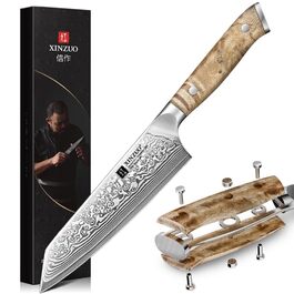 Ніж шеф-кухаря XINZUO Kiritsuke Damast 14.8 см (10Cr15CoMoV, сталь, дерево клена) для м'яса, риби, овочів