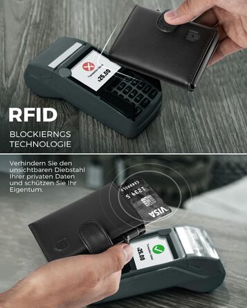 DODENSHA Credit Card Wallet for Men | RFID Credit Card Holder with Coin Pocket | Automatic Pop-up Card Holder Made of Aluminum for 8-10 Cards | ID Window | Black