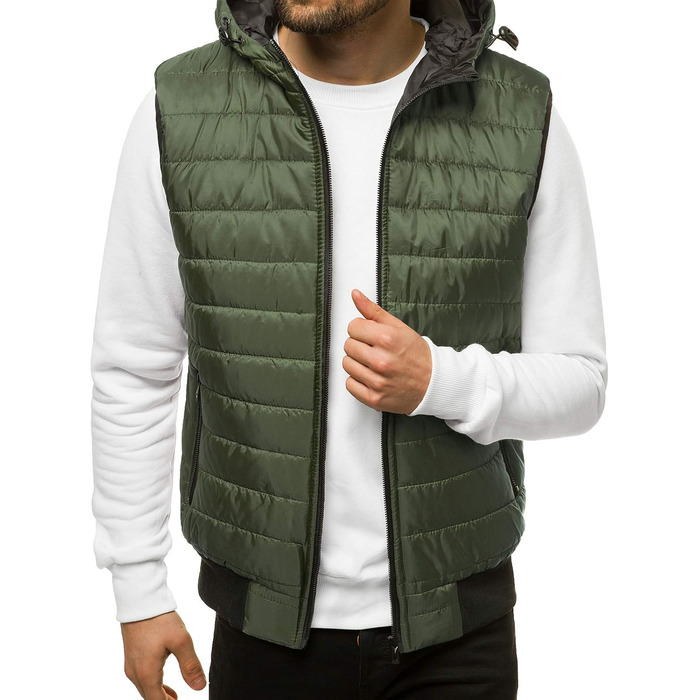 Чоловіча степкова жилетка OZONEEE з капюшоном, без рукавів, спортивна, для активного відпочинку, розмір M, зелена