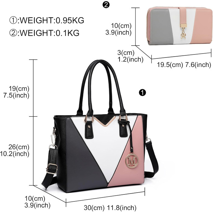 Сумка жіноча Lulu Daen середнього розміру з PU шкіри, комплект 2 в 1, нюдовий колір - для роботи, подорожей, бізнесу