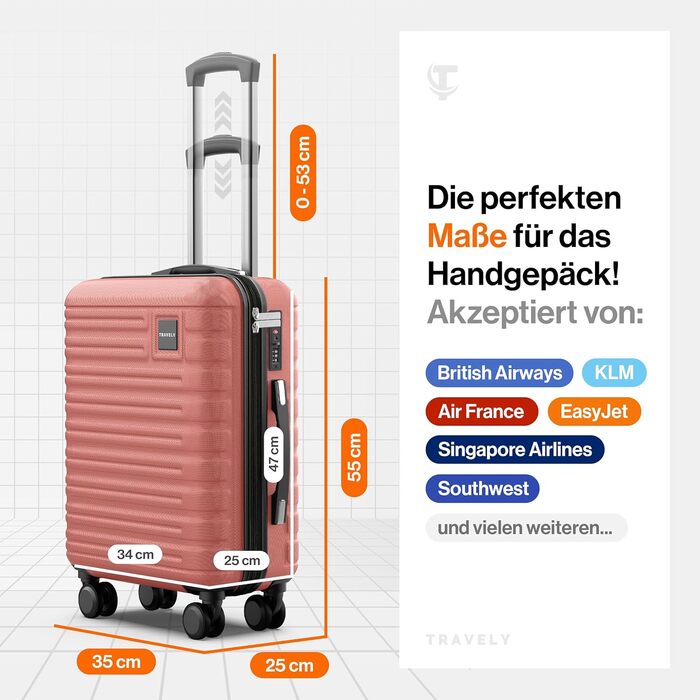 Чемодан Trevey з полікарбонату, 67 см, 60 л, зелений. Міцний валіза з TSA замком, для ручної поклажі (55x35x25 см).