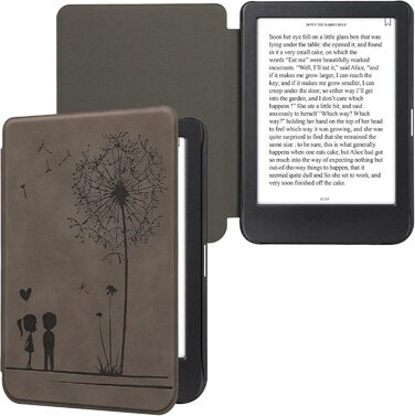 Чохол kwmobile для Kobo Clara BW/Clara Colour/Tolino Shine (5)/Shine Color - чохол з штучної шкіри (Pusteblume Love Grey)