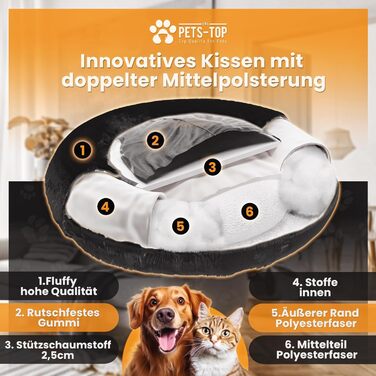 Dog Bed for Medium-Sized Dogs [with Washable Cover] - Dog Basket, Cat Bed, Dog Sleeping Place & Furniture - Long Dog Basket, Dog Bed, 80 cm Diameter (L 80 x W 80 x H 21 cm, Black)