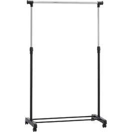 Amazon Basics Wardrobe with Two Shelves, White, ((91.5-145) x 42 x (134-161) cm (L x W x H), Chrome)