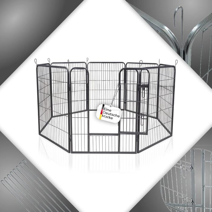 Zoomundo Забіг для цуценят 100см, XL: забіг для тварин, клітка, огорожа, загін для цуценят - Black Edition