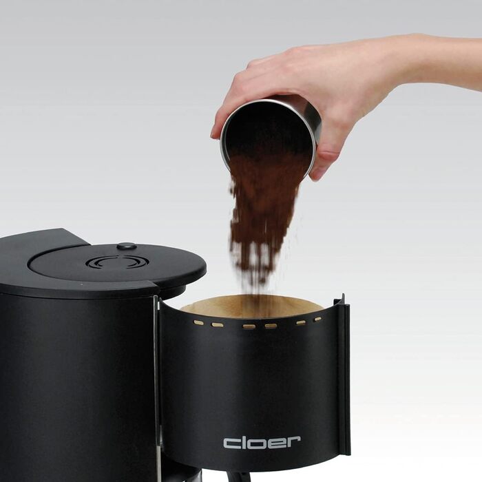 Cloer 7580 Electric Coffee and Spice Grinder, 200 W, for Pesto, Nuts and Grains, up to 70 g Coffee Beans, Removable Stainless Steel Container, Black