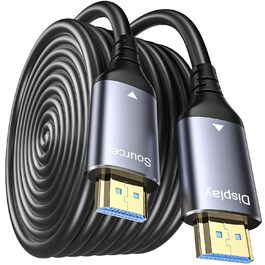 HDMI кабель оптичний 8K 15м, HDMI 2.1, 48Gbps, Ultra High Speed, CL3, AOC, 8K@60Hz, 4K@120Hz/144Hz, Dynamic HDR, eARC, Dolby HDCP2.2, сумісний з PS5, Xbox Series X, PC, TV