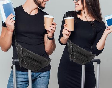 Чоловіча поясна/стегнова сумка Marc Peter® Varadero з натуральної шкіри Наппа, чорна | Сумка на пояс для чоловіків та жінок | Сумка через плече, шкіряна | Hip Bag, Crossbody Bag