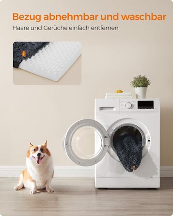 Ліжко для собак Feandrea FluffyHug, XXL, для великих собак, з м'яким наповнювачем, знімний та пральний чохол, 122 x 85 x 19 см, сірий Ombré PGW234G01V1