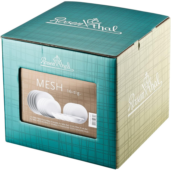 Набір посуду Rosenthal Mesh 16 предметів: 4 тарілки (глибокі 21 см, плоскі 21/27 см), миски для каші 14 см, білий