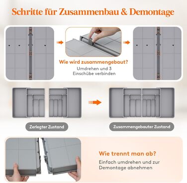 Органайзер для столових приборів Lifewit в шухляду, регульований (54.1-91.4 см x 43 см), 11-13 відділень, пластиковий, для ножів, виделок, ложок