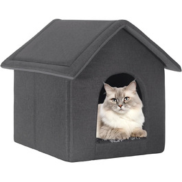 Будка для собак та котів EUGAD з плюшевою подушкою, 45x40x45 см, сіра