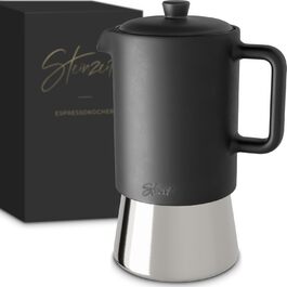 Stone Age Design Ceramic Espresso Maker (300ml) - Espresso Maker Induction suitable for all stovetops - Moka pot with stainless steel base and ceramic pot - Stainless steel espresso maker