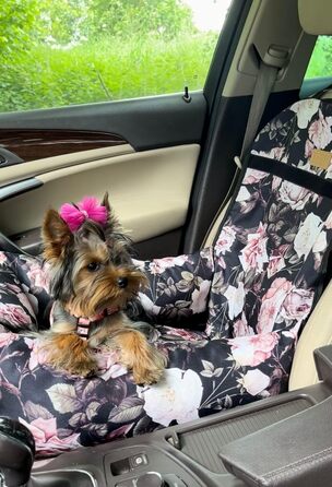 Крісло для собак у машину Petsen з іменем, корзина для собак, автоліжко для маленьких собак, автоліжко з іменем (Рожеве)