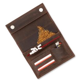 Richhoff Tobacco Pouch made from Premium Leather - Tobacco Bag with Magnetic Closure - Rolling Pouch with Extra Double-Paper, Filter & Lighter Compartment - Tobacco Bag - (Black) (Vintage Brown)
