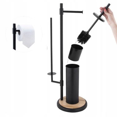 Набір для туалету Yoka Home: тримач для туалетного паперу та йоржик, чорний, стиль лофт