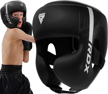 RDX Kids Boxing Headgear - Maya Hide Leather Sparring Headguard for Kickboxing, MMA, Muay Thai, Karate, Taekwondo & Krav Maga Training - White, Standard