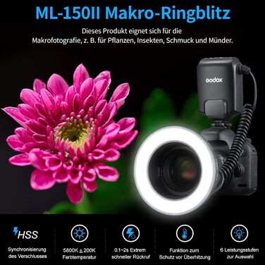 Godox ML150II: Компактний LED кільцевий світлодіодний світильник з регулюванням потужності для фото та відеозйомки