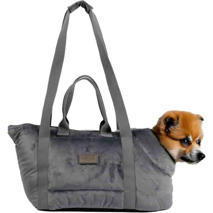bo&flash Сумка-переноска для собак Portland – 44x26x32 см – для маленьких собак до 7 кг – комфортна та стильна, миється та екологічна (Темно-сірий)