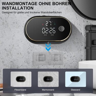Automatic Soap Dispenser Wall Mount with Sensor No Touch Soap Dispenser, Electric Plastic Soap Dispenser for Bathroom, Kitchen, Office, Black