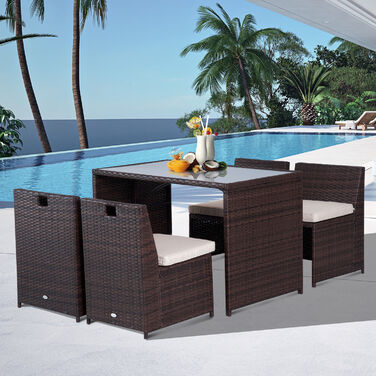Набір садових меблів Outsunny з ротангу Polyrattan, 5 предметів. Лаунж-набір для саду, балкону або тераси, стійкий до погодних умов та елегантний.