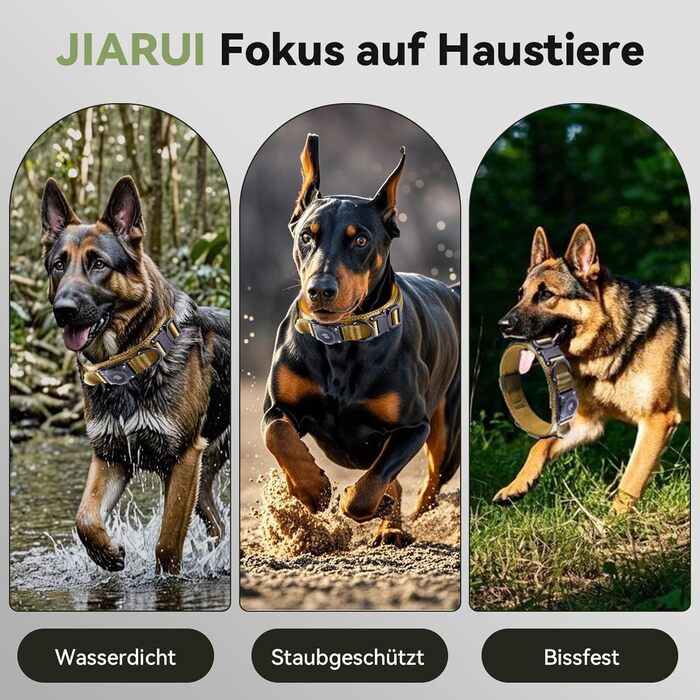 Тактичне обплетене нашийник для собак з ручкою, водонепроникний нашийник з Airtag, товстий регульований нашийник для собак з м'якою підкладкою, металева застібка для середніх та великих собак (Хакі, L(18'-23'))