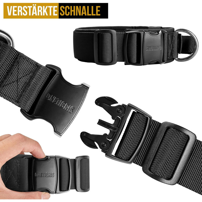 Нашийник для собак OneTigris з металевою застібкою Ranger Green (S, Чорний)