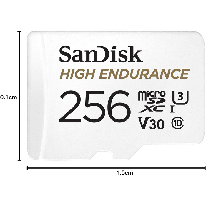Карта пам'яті microSDXC SanDisk High Endurance 256 GB з адаптером для відеореєстраторів та камер спостереження, V30, 100 МБ/с, Full HD/4K