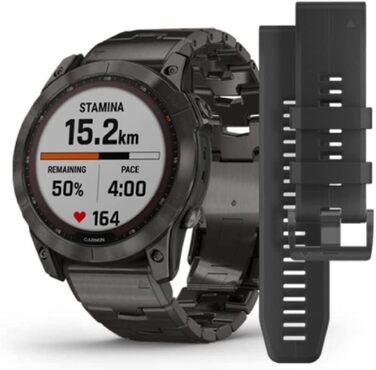 Garmin Fenix 7X Sapphire Solar з титановим браслетом, сірий/сірий колір