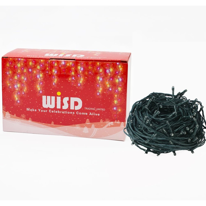 LED гірлянда WISD 13м, 200 LED, рожево-біла. Диммування, 12 режимів, таймер, EU штекер. Декор для ялинки, балкона, кімнати, саду.